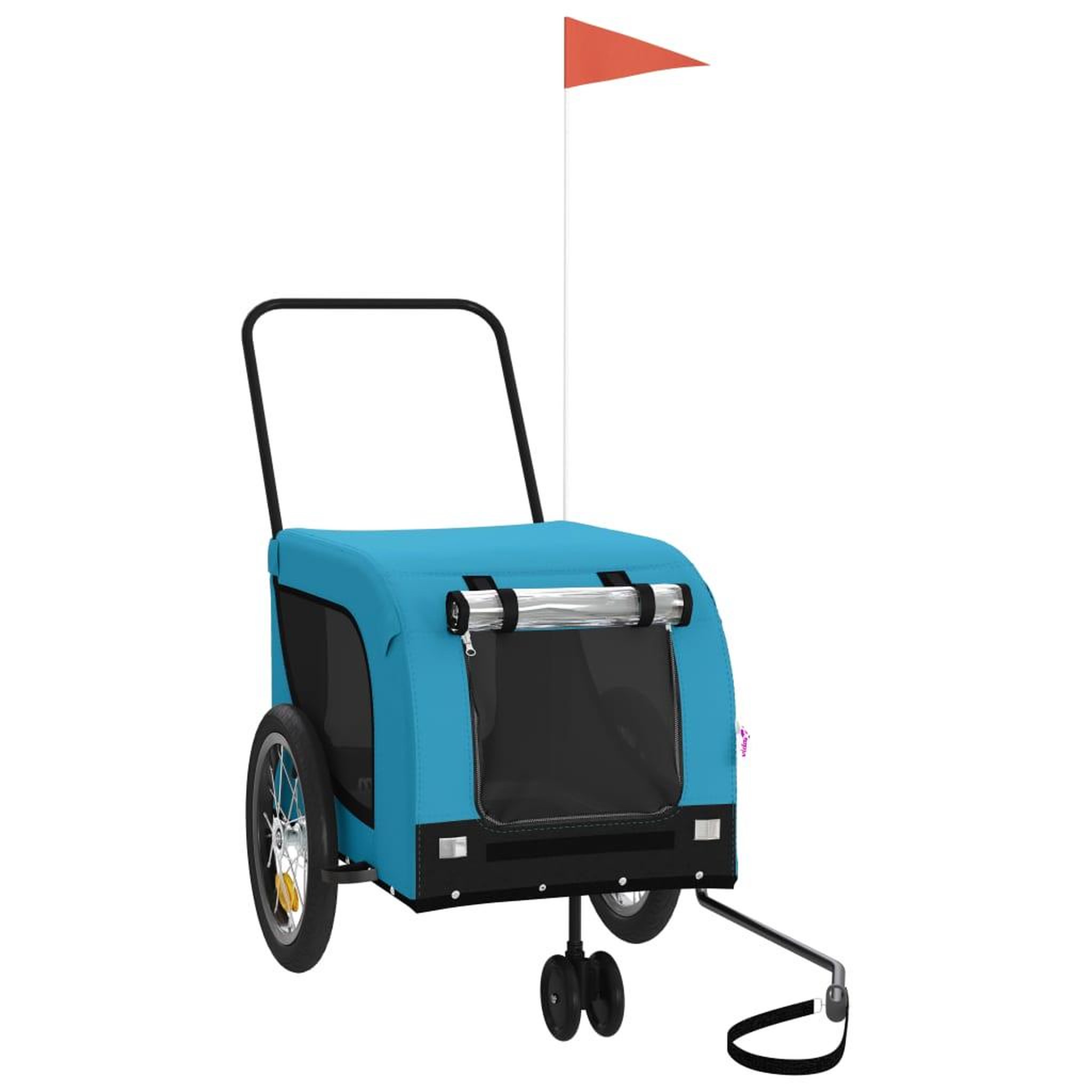 Voir la diapositive 2 : VIDAXL Remorque de velo pour animaux de compagnie bleu et noir