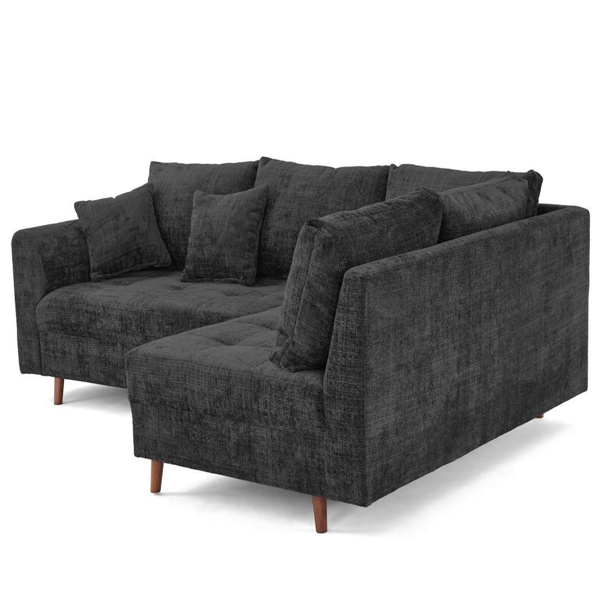 Voir la diapositive 5 : LISA DESIGN Rune - canapé d'angle droit 4 places en velours texturé