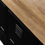 Voir la diapositive 5 : ID MARKET Meuble de bar buffet ESTER 3 portes en métal noir plateau façon hêtre