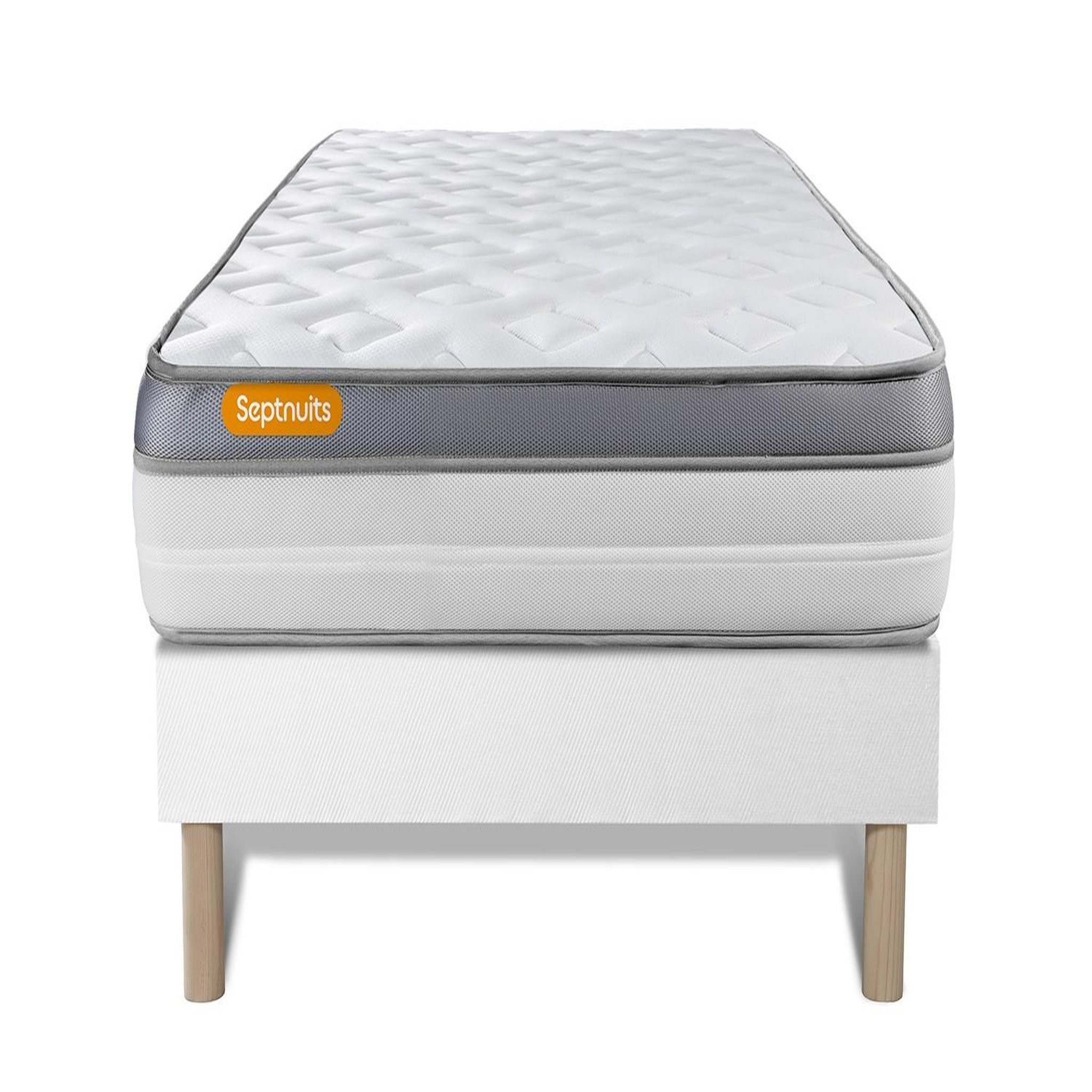 SEPTNUITS Matelas + sommier Memo Zen Mousse à mémoire de forme 5 zones de confort MAXI épaisseur. Coloris disponibles : Blanc