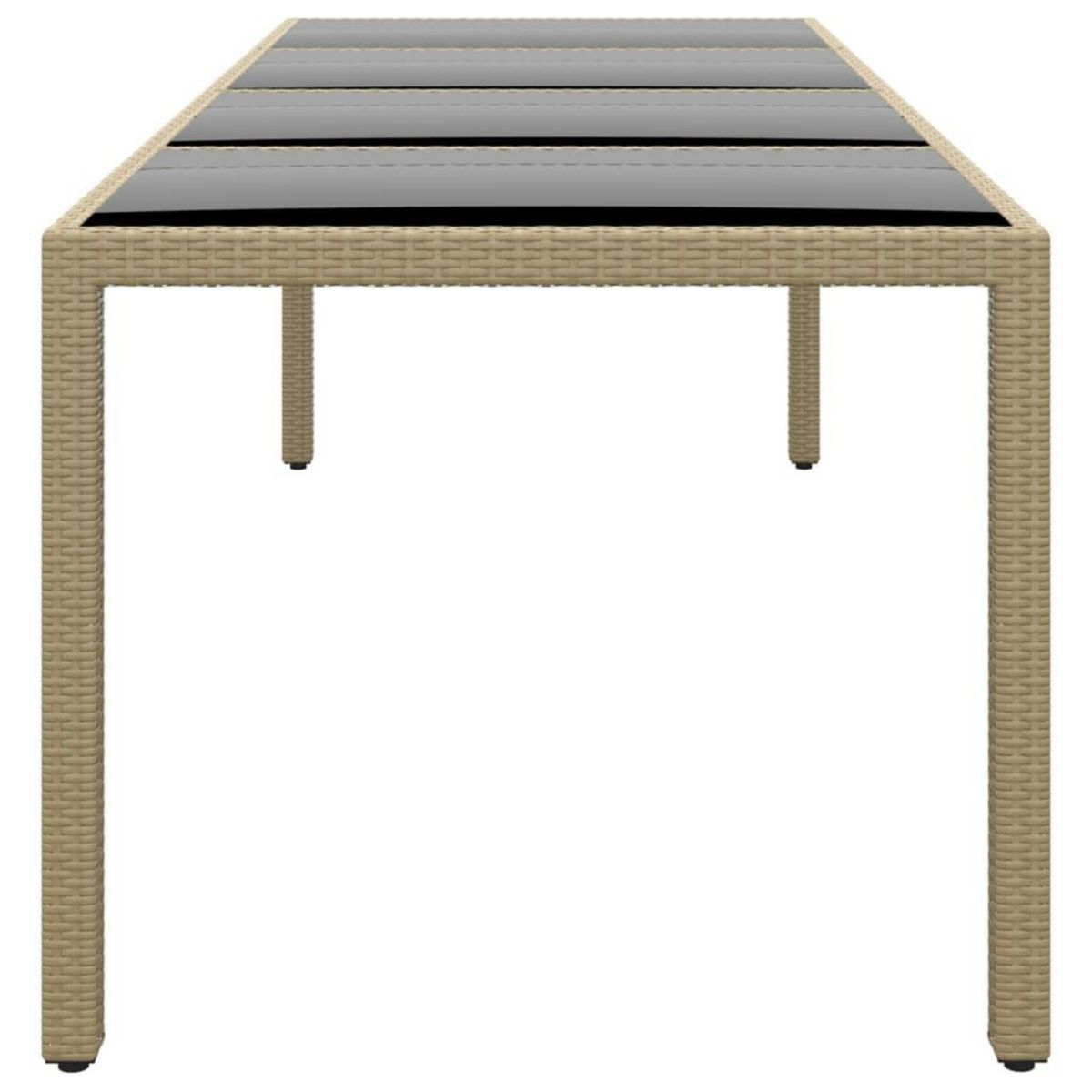 VIDAXL Table de jardin avec dessus en verre beige resine tressee