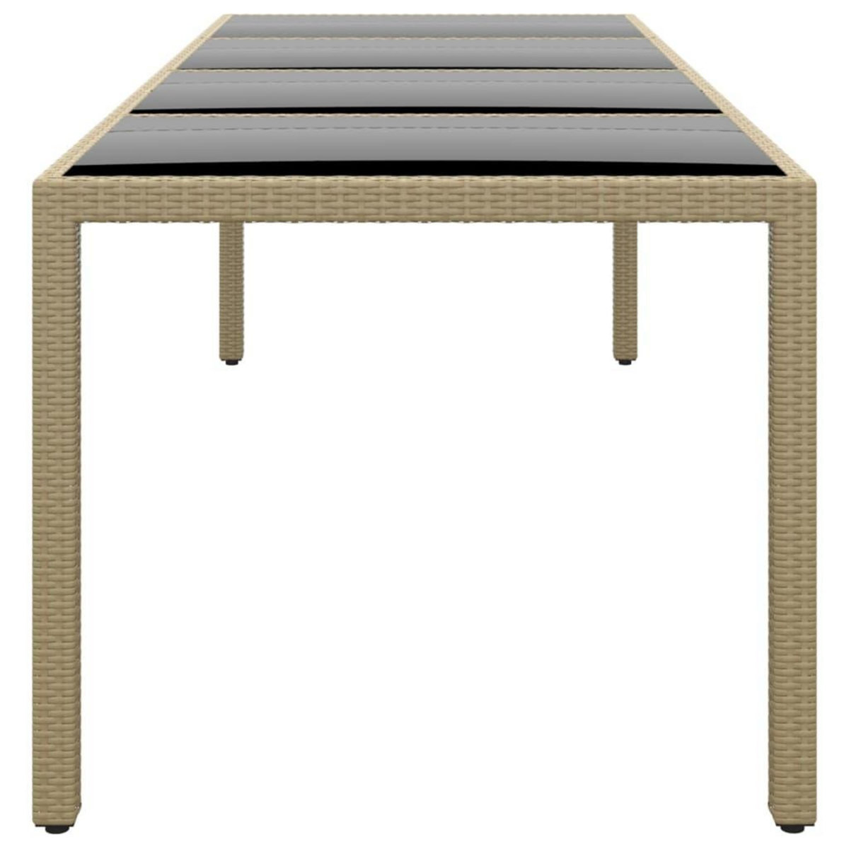 VIDAXL Table de jardin avec dessus en verre beige resine tressee