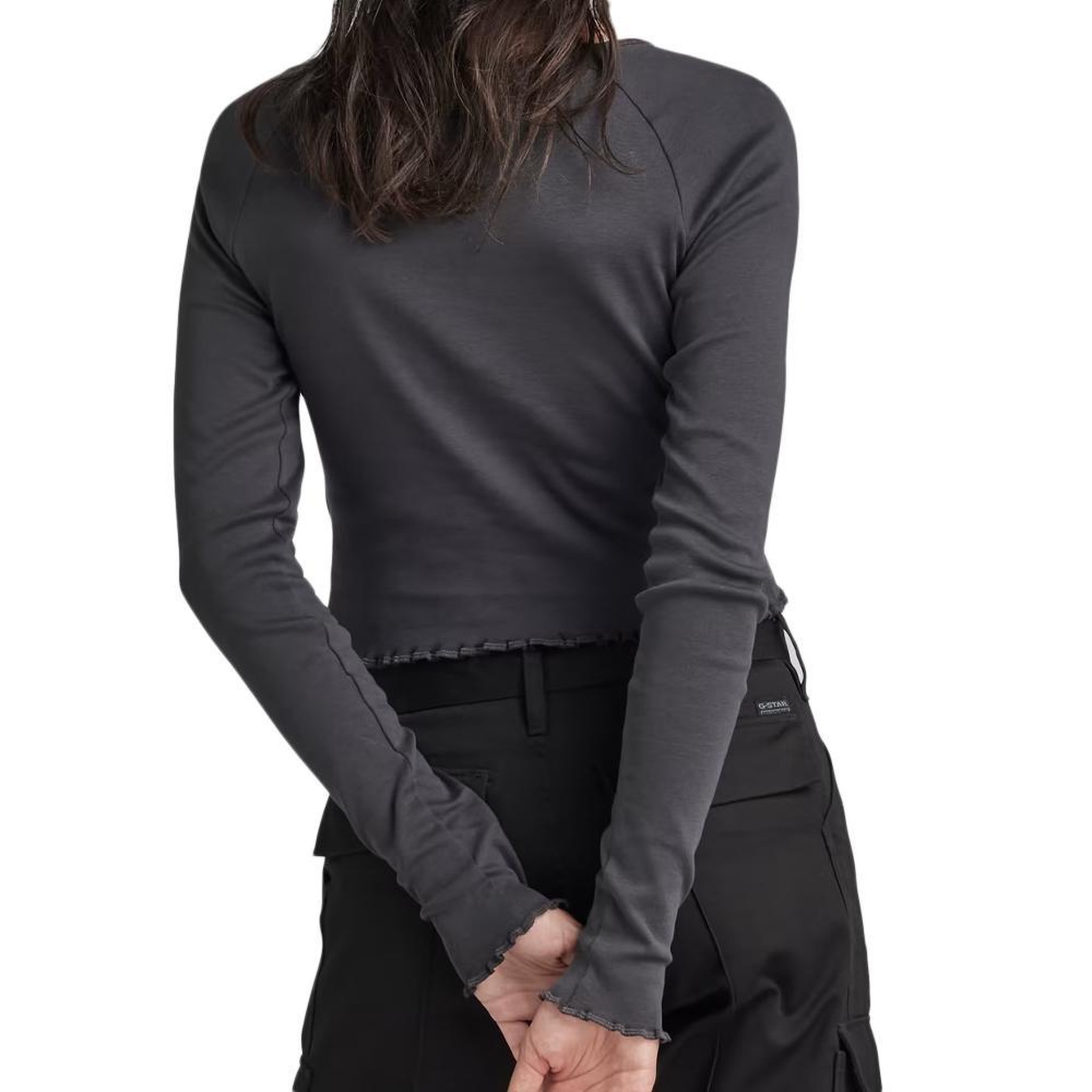 Voir la diapositive 2 : G-Star Raw T-shirt Manches longues Noir Femme G-Star Cropped Baby Sis Raglan