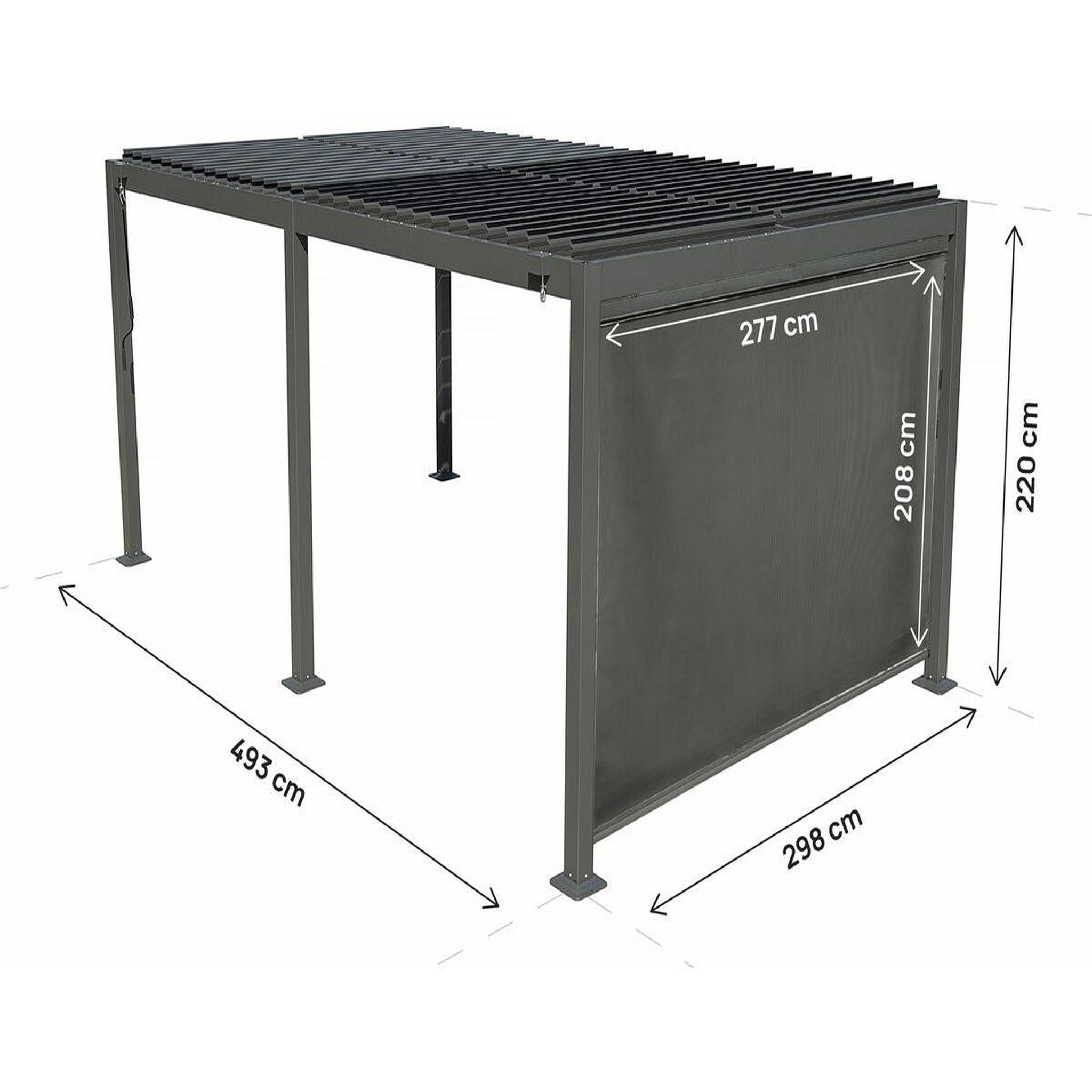 Voir la diapositive 3 : Habitat et Jardin Pergola bioclimatique avec store en aluminium  Kensington  - 3 x 5 m - Gris