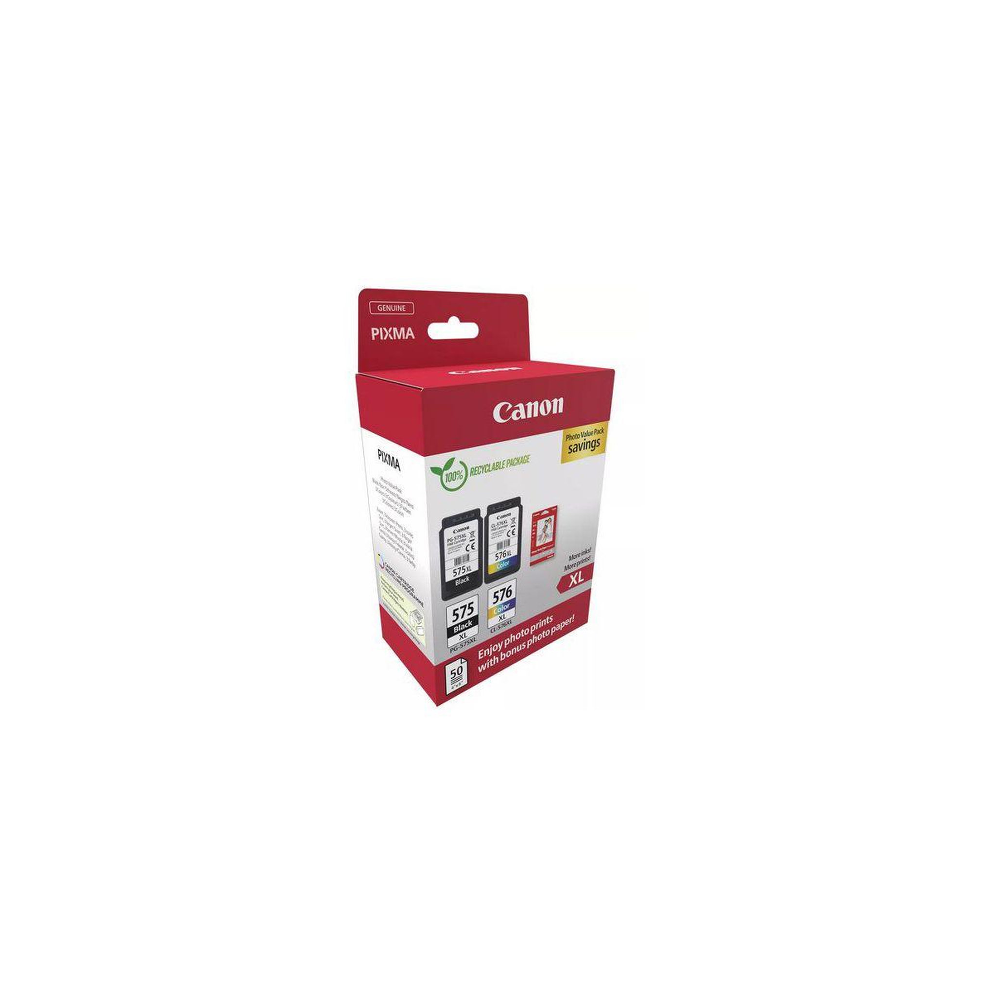 Voir la diapositive 2 : Canon Cartouche d'encre pack de 2 originales xl (pg-575 noir + cl-576 couleur) - 5889c005
