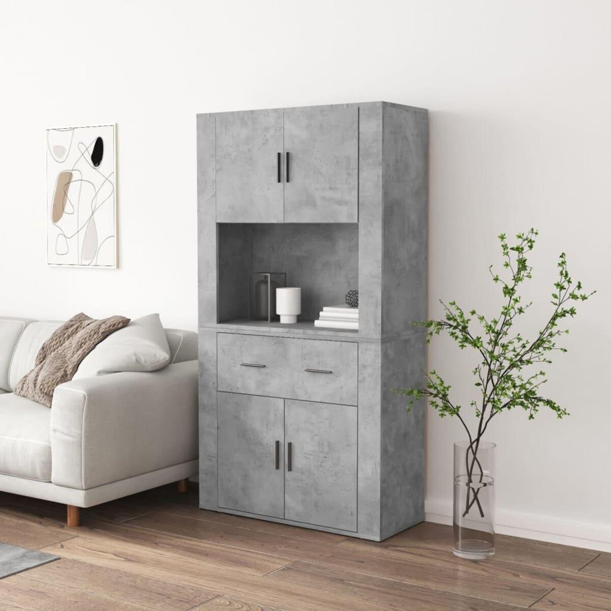 VIDAXL Buffet haut Gris beton Bois d'ingenierie