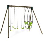 Habitat et Jardin Portique bois  Nelio  - Avec 2 balançoires , 1 vis-à-vis et 1 nacelle.