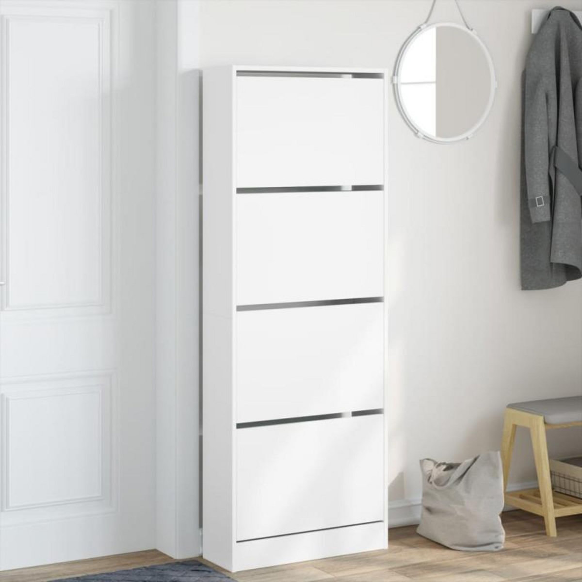 VIDAXL Armoire à chaussures blanc 60x21x163,5 cm bois d ingénierie
