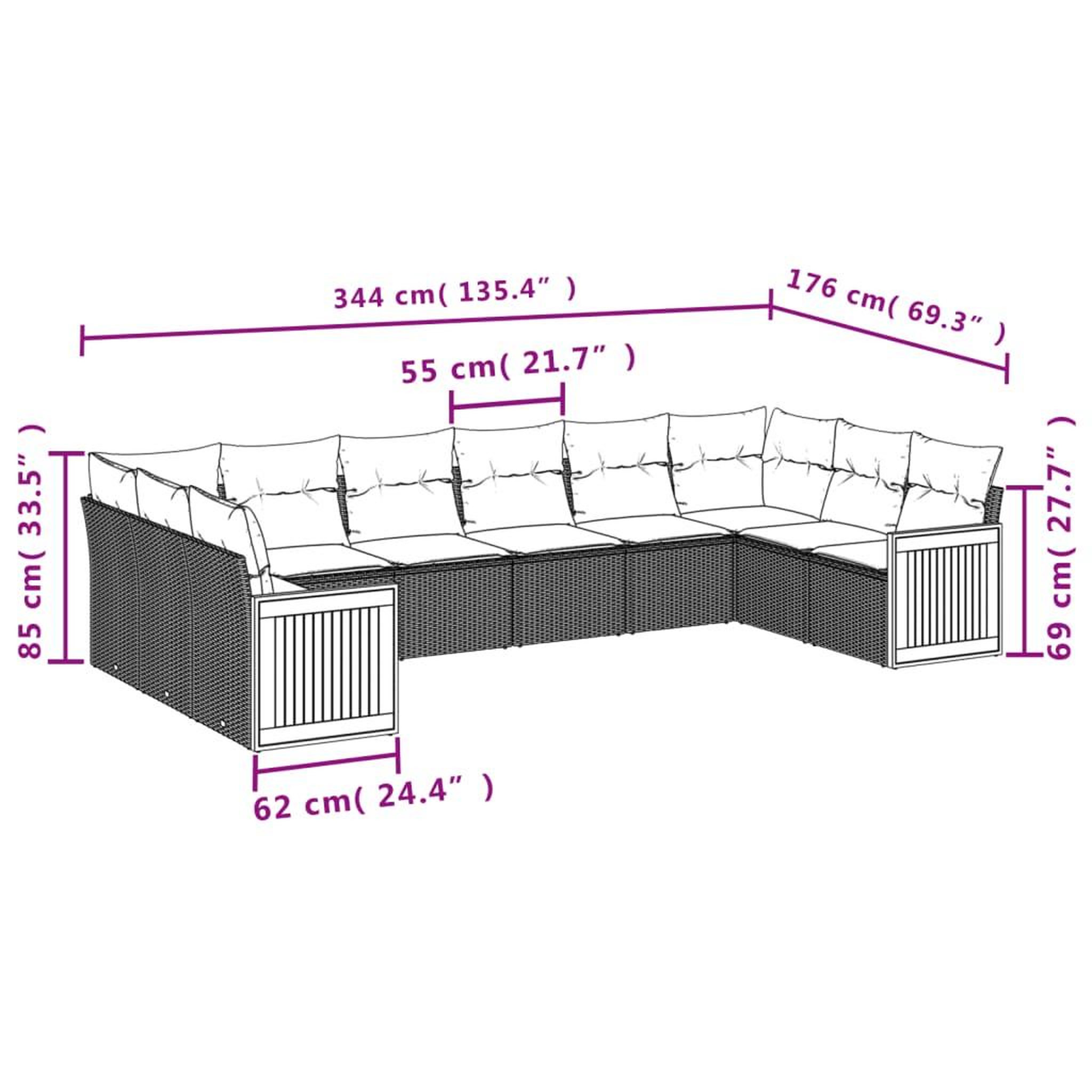 Voir la diapositive 6 : VIDAXL Salon de jardin 10 pcs avec coussins noir resine tressee