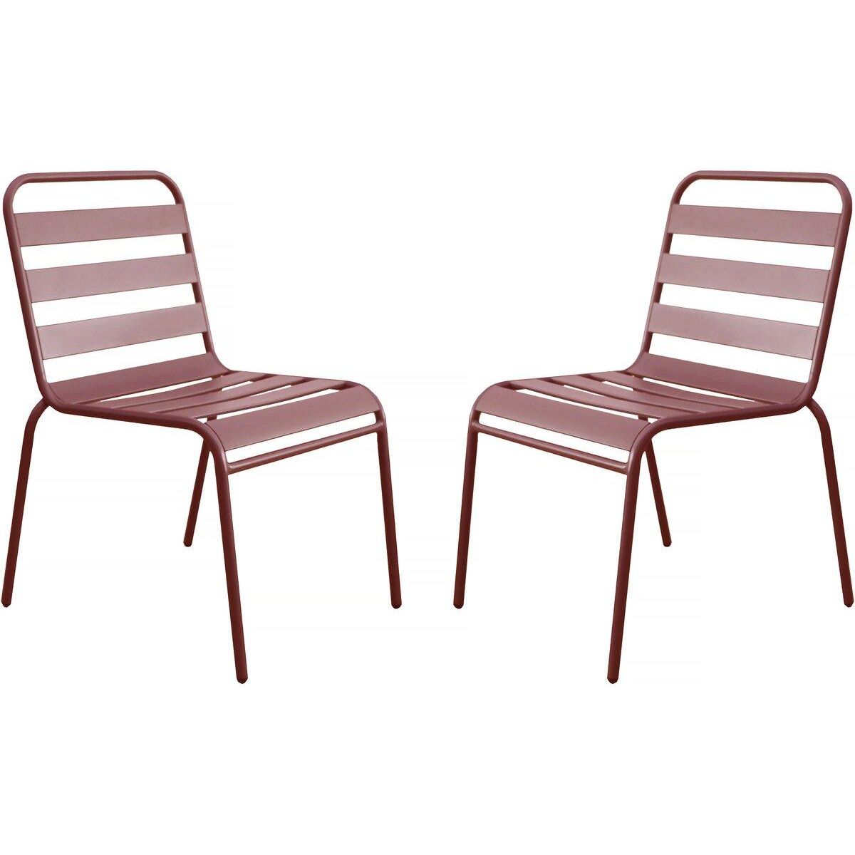 Habitat et Jardin Lot de 2 chaises de jardin en métal empilables  Bilbao  - Terracotta