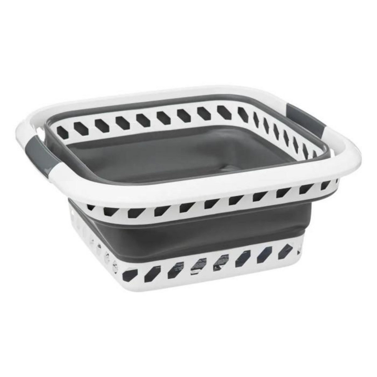 FIVE Corbeille à Linge  Rétractable  40L Blanc & Gris