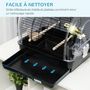 Voir la diapositive 4 : PAWHUT Cage à oiseaux portable 2 mangeoires 2 perchoirs 3 portes plateau excrément amovible poignée transport métal PS noir