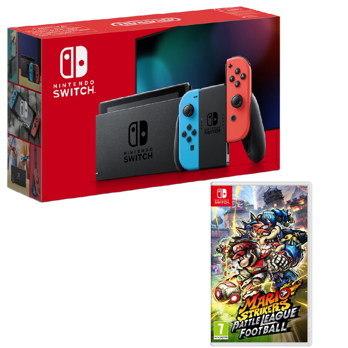 NINTENDO Console Nintendo Switch Joy-Con Bleu et Rouge + Mario Strikers : Battle League Football Nintendo Switch