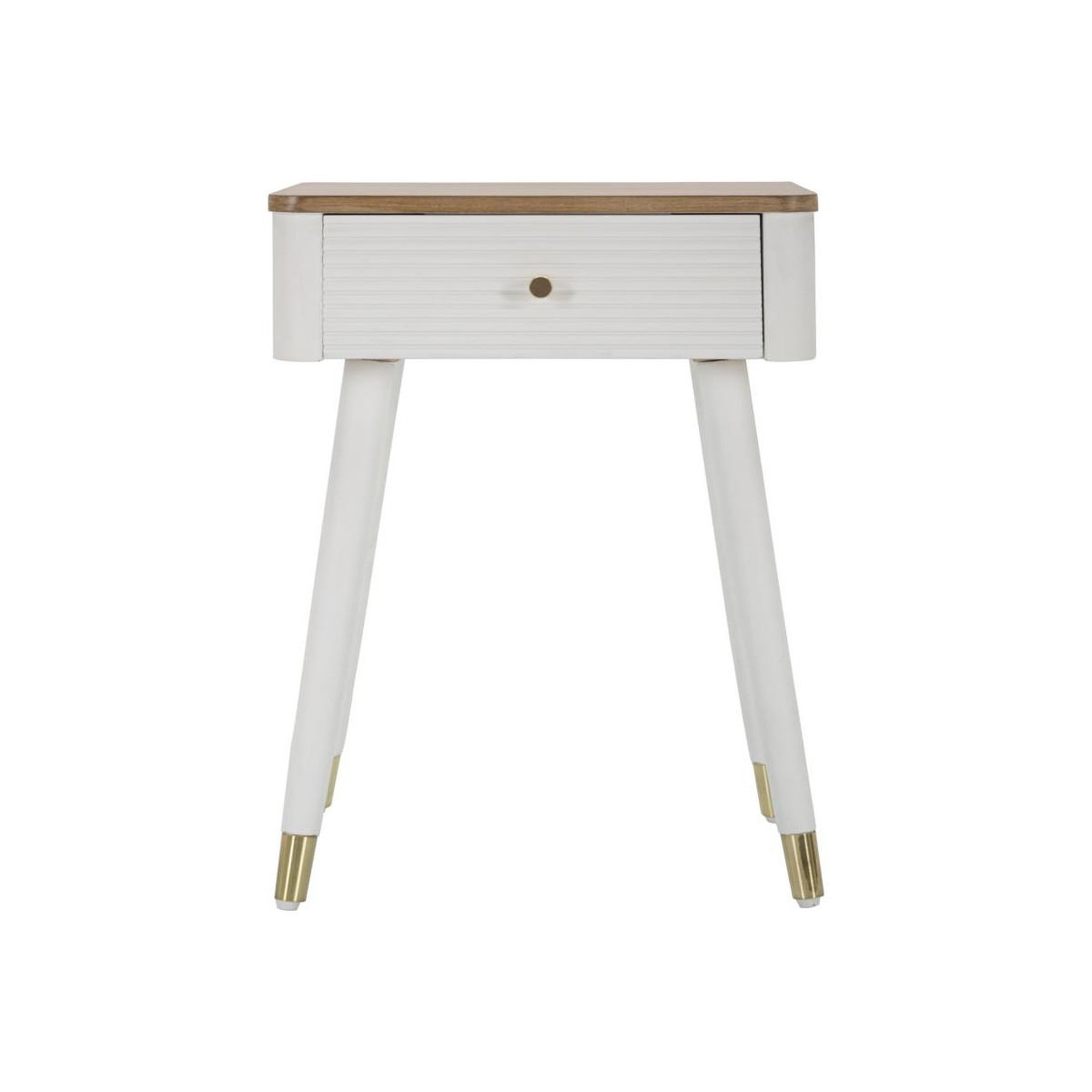 Voir la diapositive 2 : Paris Prix Table de Chevet 1 Tiroir  Matera  62cm Blanc & Naturel