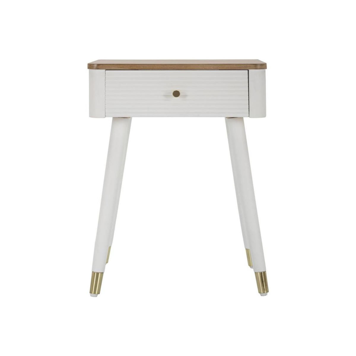 Paris Prix Table de Chevet 1 Tiroir  Matera  62cm Blanc & Naturel