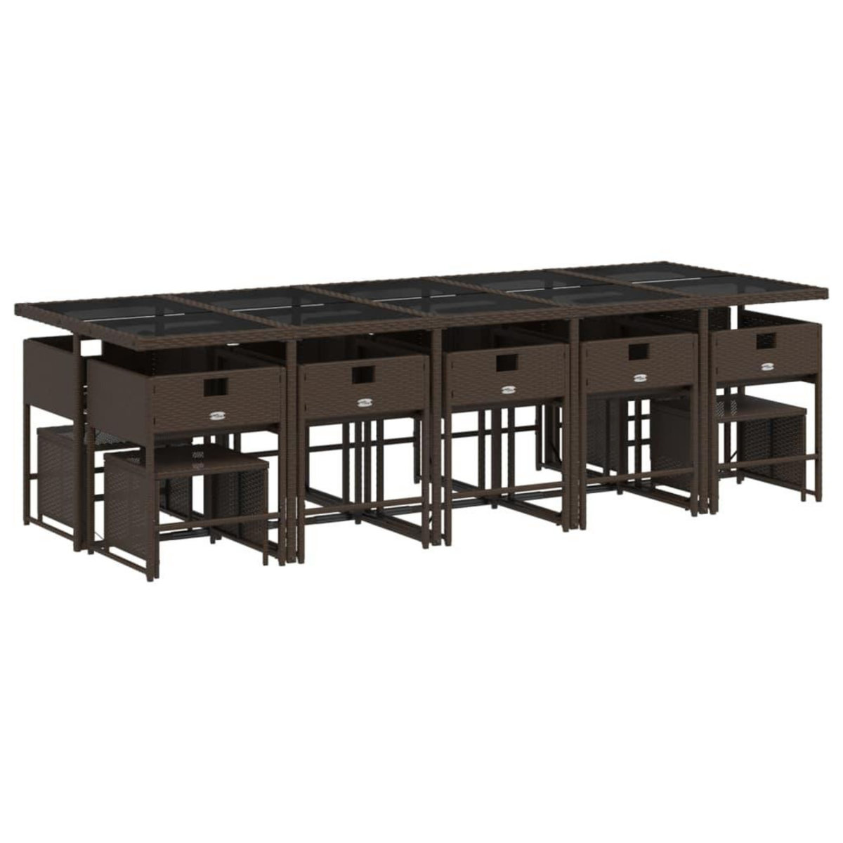 VIDAXL Ensemble a manger de jardin avec coussins 15 pcs marron rotin