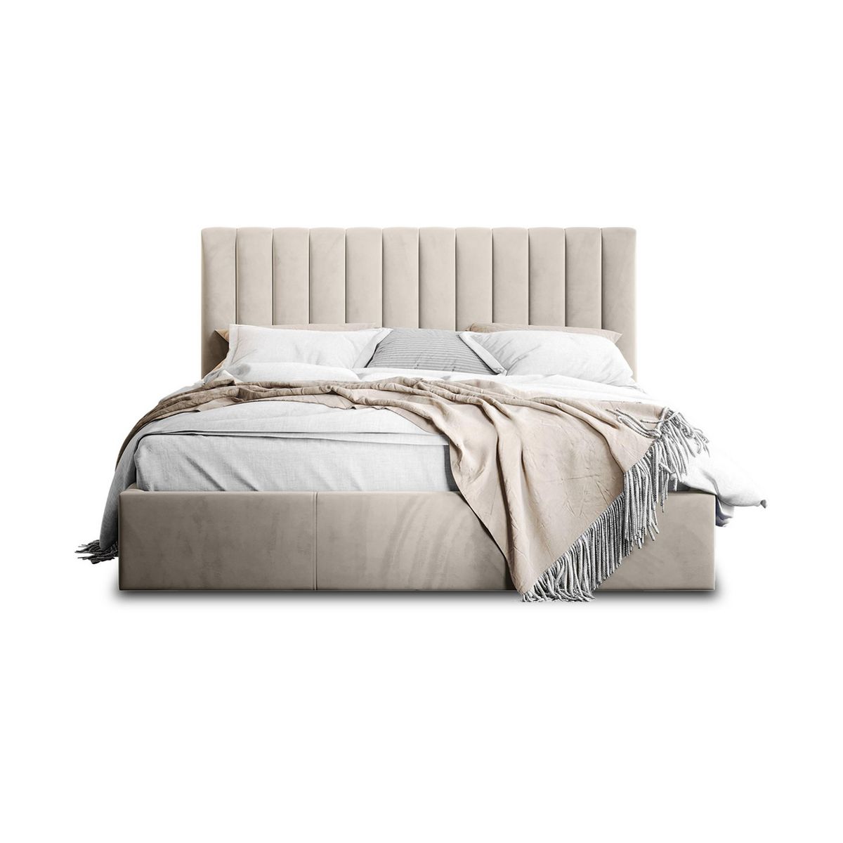 BEST MOBILIER Rosario - lit coffre - 160x200 - sommier inclus - en velours