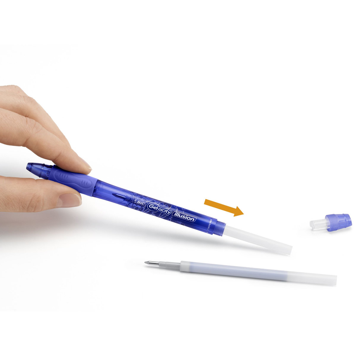 BIC Stylo gel effaçable pointe moyenne bleu + 2 recharges GEL-OCITY ILLUSION