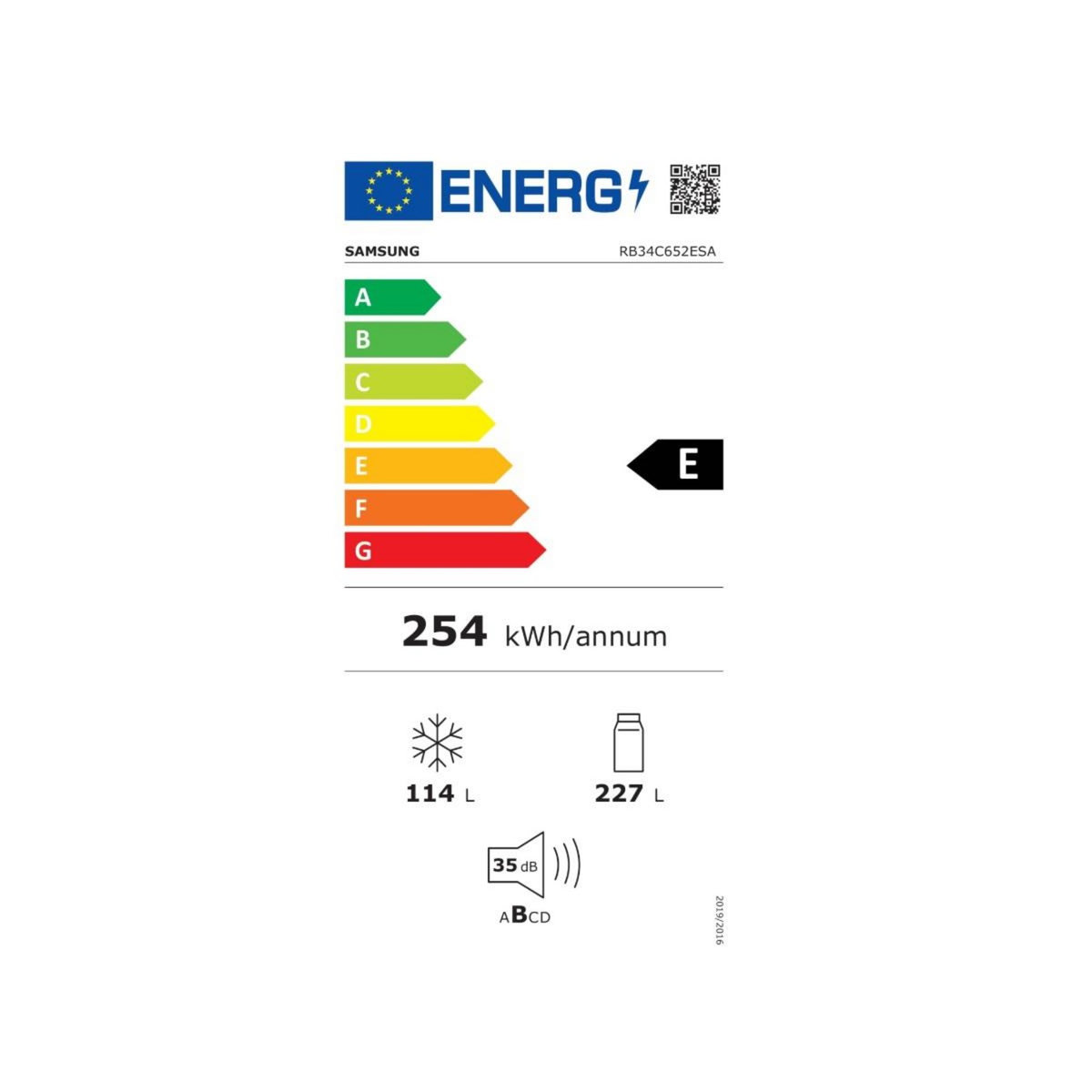 Samsung Réfrigérateur combiné 60cm 341l nofrost - RB34C652ESA