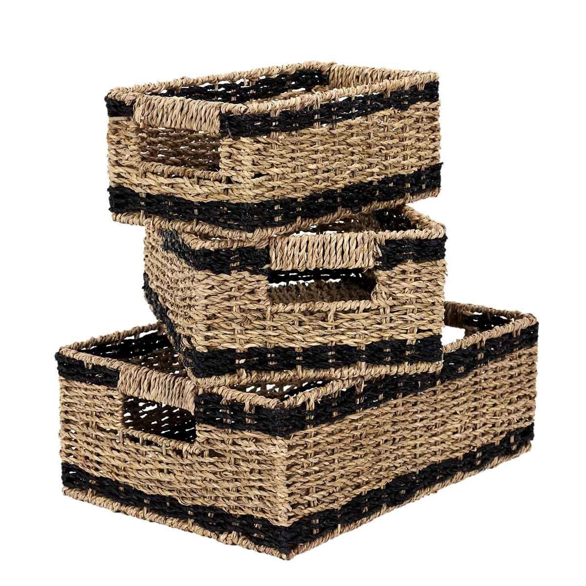 Voir la diapositive 1 : The Home Deco Factory Lot de 3 Paniers de Rangement  Mirage  35cm Noir