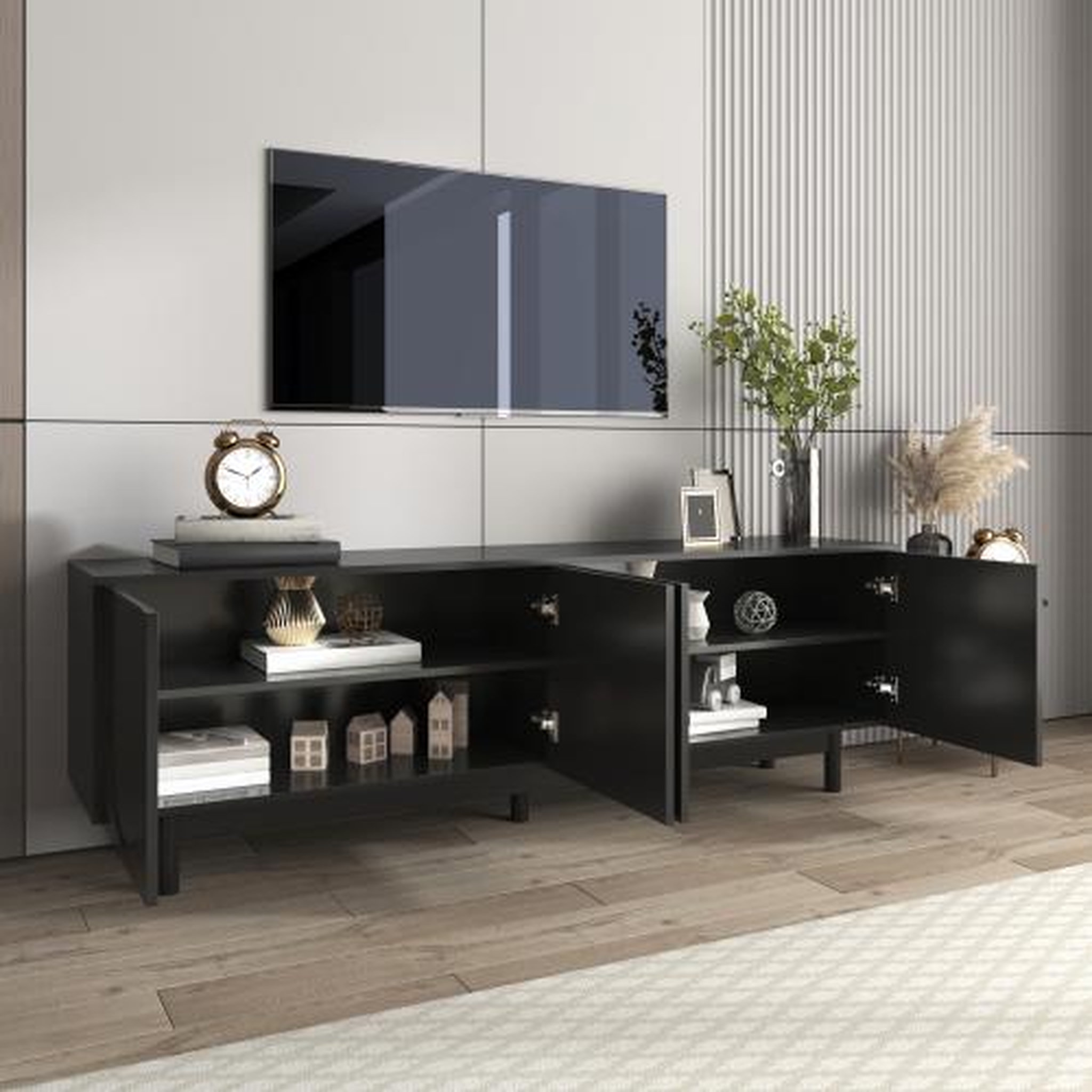 Voir la diapositive 5 : MERAX Meuble tv noir 175 cm mdf