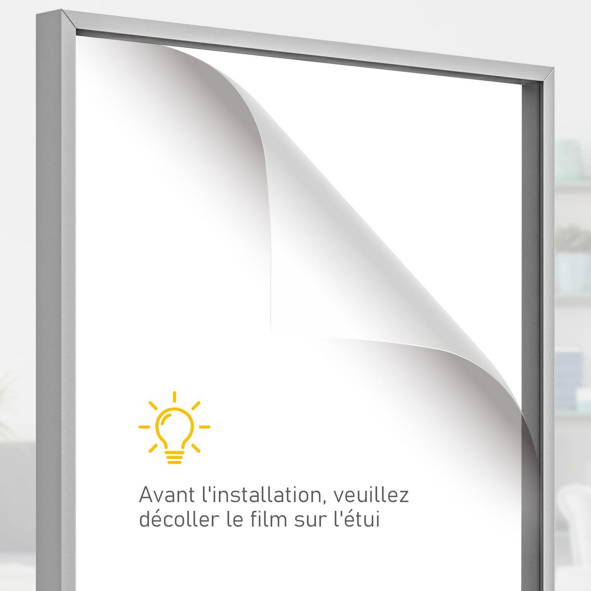 HOMCOM Frame box T-frame cadre aluminium pour maillot porte acrylique doublure interne feutre 70 x 90 cm argent