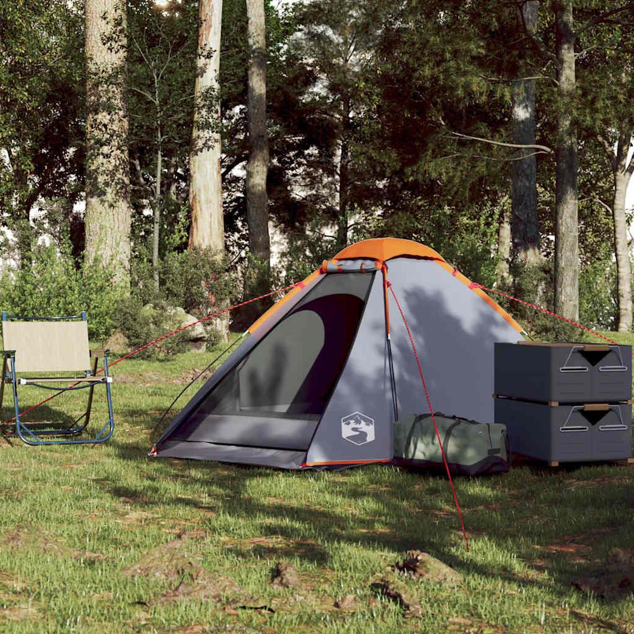 Voir la diapositive 3 : VIDAXL Tente de camping a dome 2 personnes gris et orange impermeable