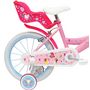 Voir la diapositive 2 : Disney Princesse Vélo enfant - Modèle 16'' Princesse de Disney pour enfant de 105/120 cm avec stabilisateurs - Panier avant - Porte poupée arrière - 2 freins