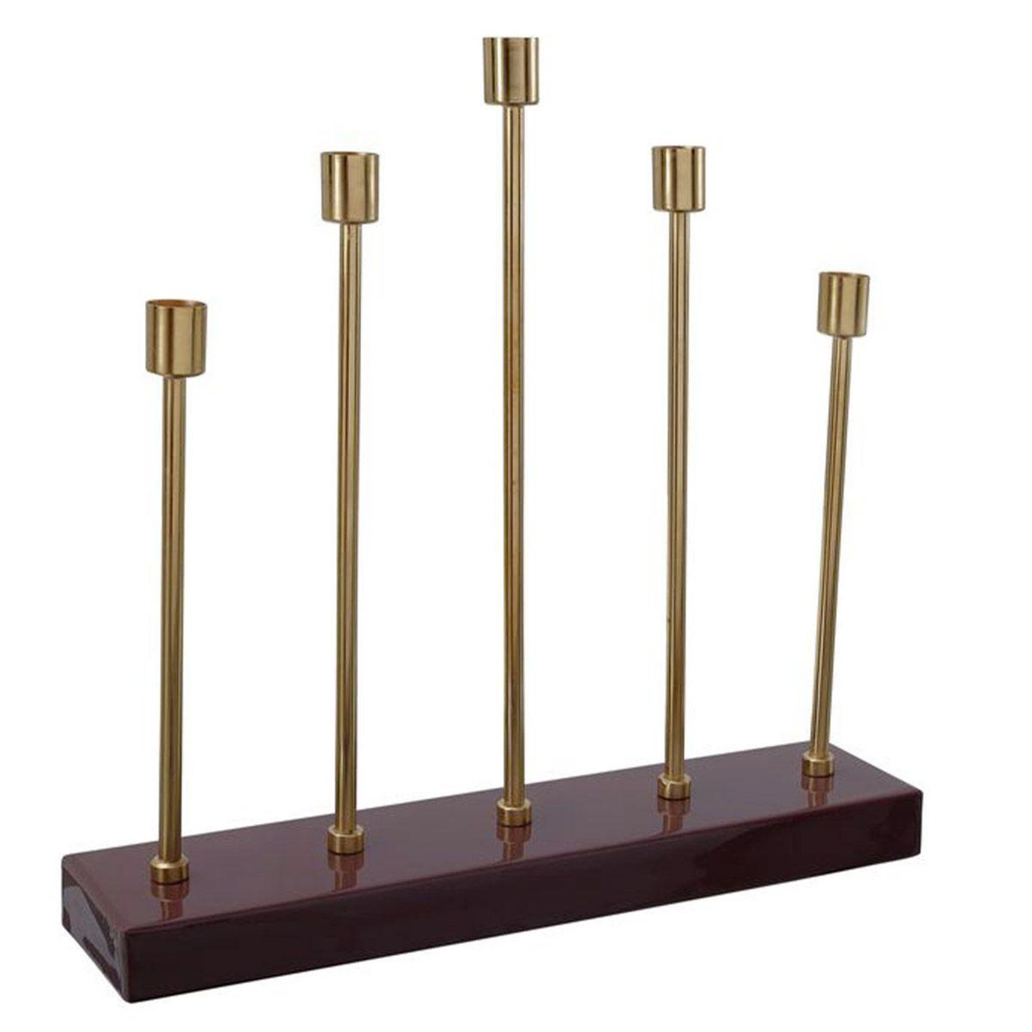 Voir la diapositive 1 : Paris Prix Bougeoir Design en Métal  Limo  40cm Bordeaux & Or
