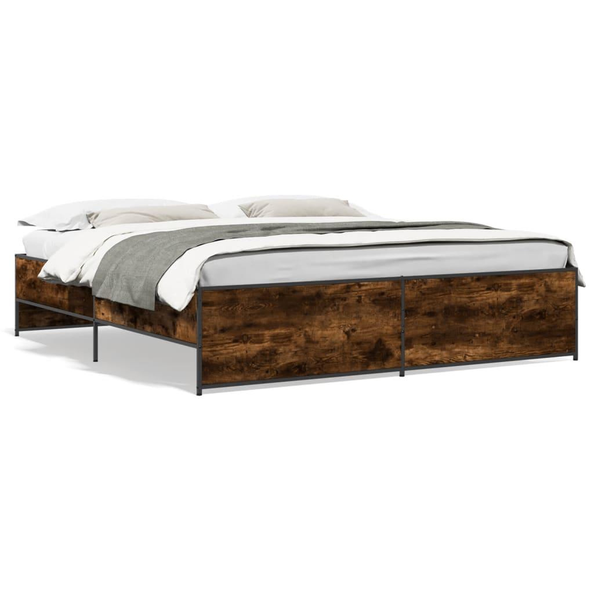 Voir la diapositive 2 : VIDAXL Cadre de lit sans matelas chene fume 180x200 cm