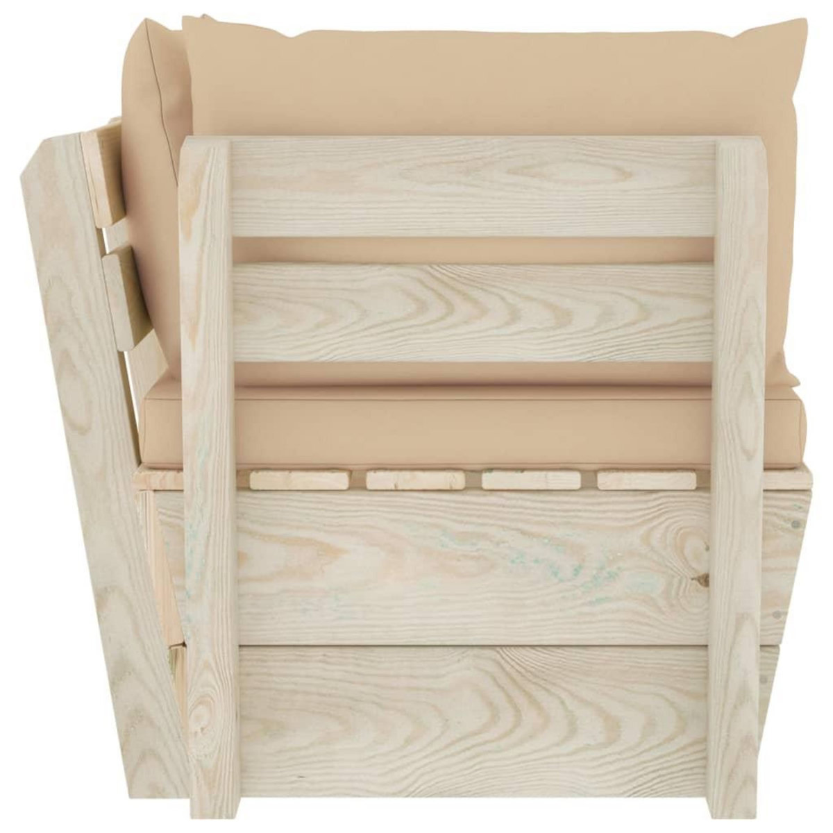 VIDAXL Canape d'angle palette de jardin avec coussins Epicea impregne