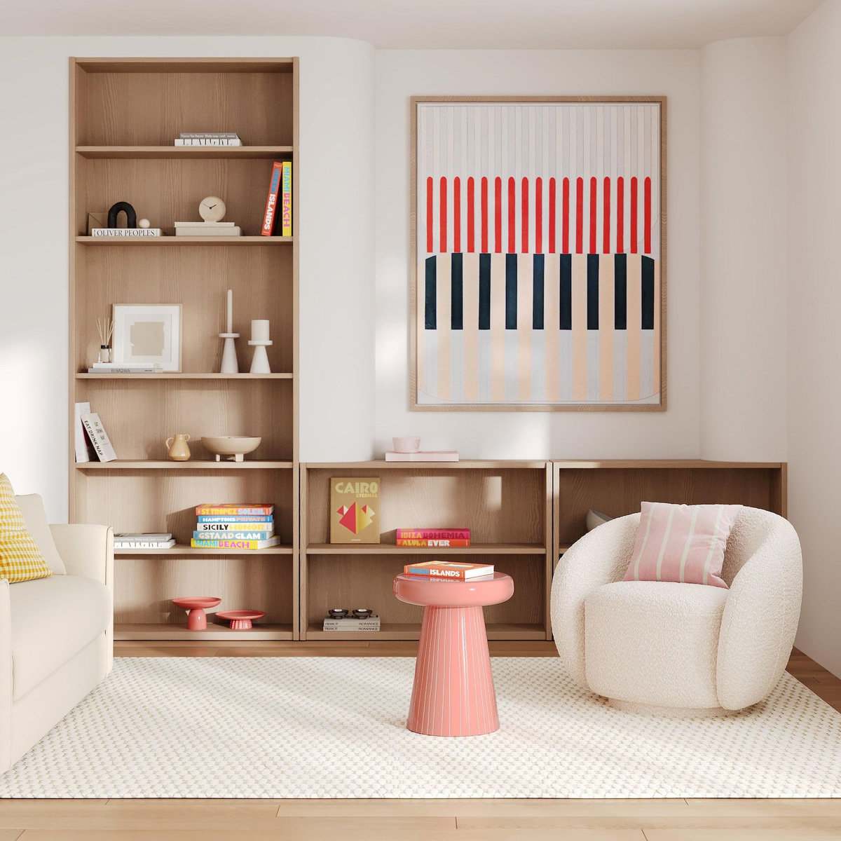 Rendez vous déco Fauteuil en tissu bouclé blanc-Naya