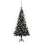 VIDAXL Arbre de Noël artificiel pre-eclaire et boules noir 150 cm PVC
