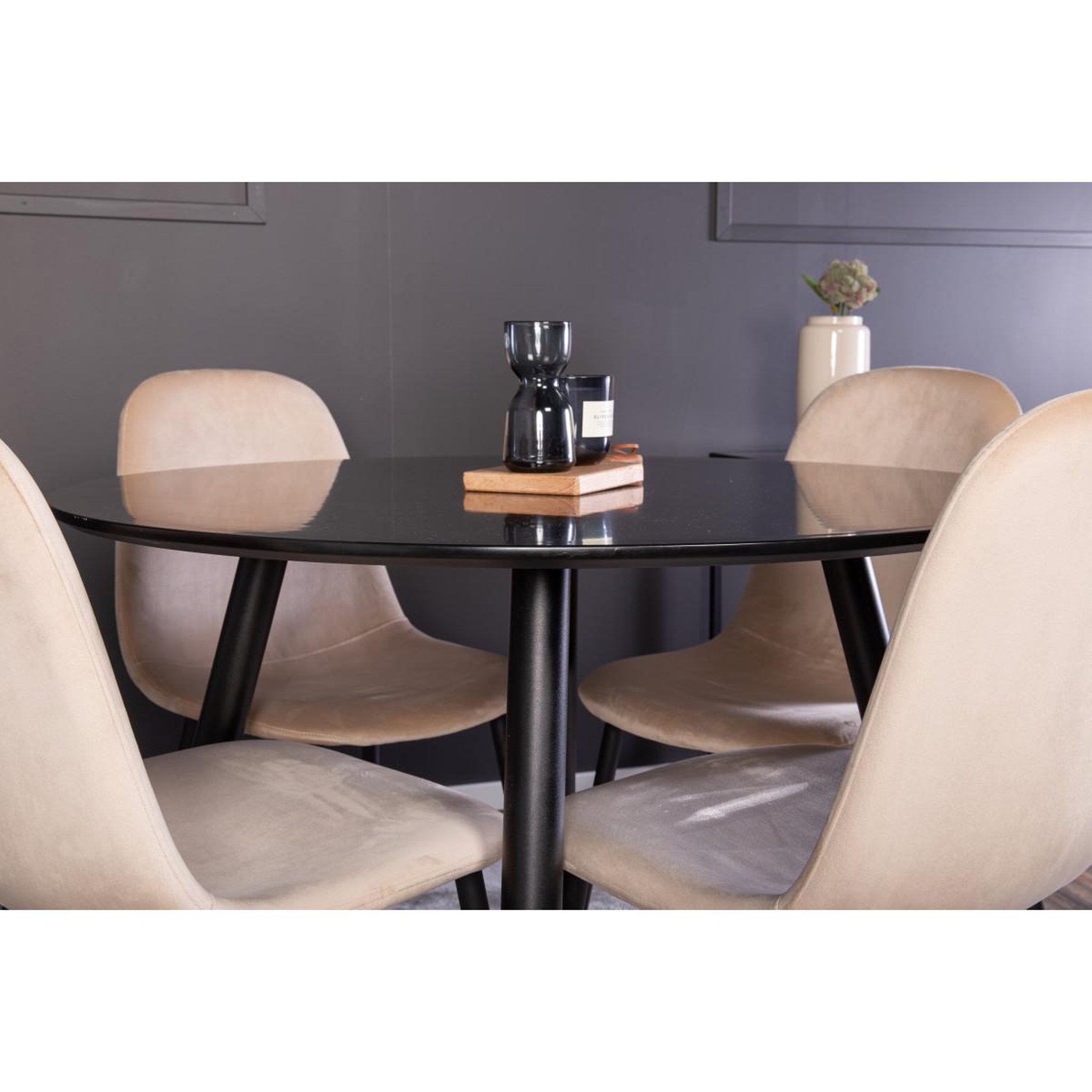 Voir la diapositive 3 : Paris Prix Ensemble table à manger & 4 chaises  plaza & polar i  100cm noir & beige