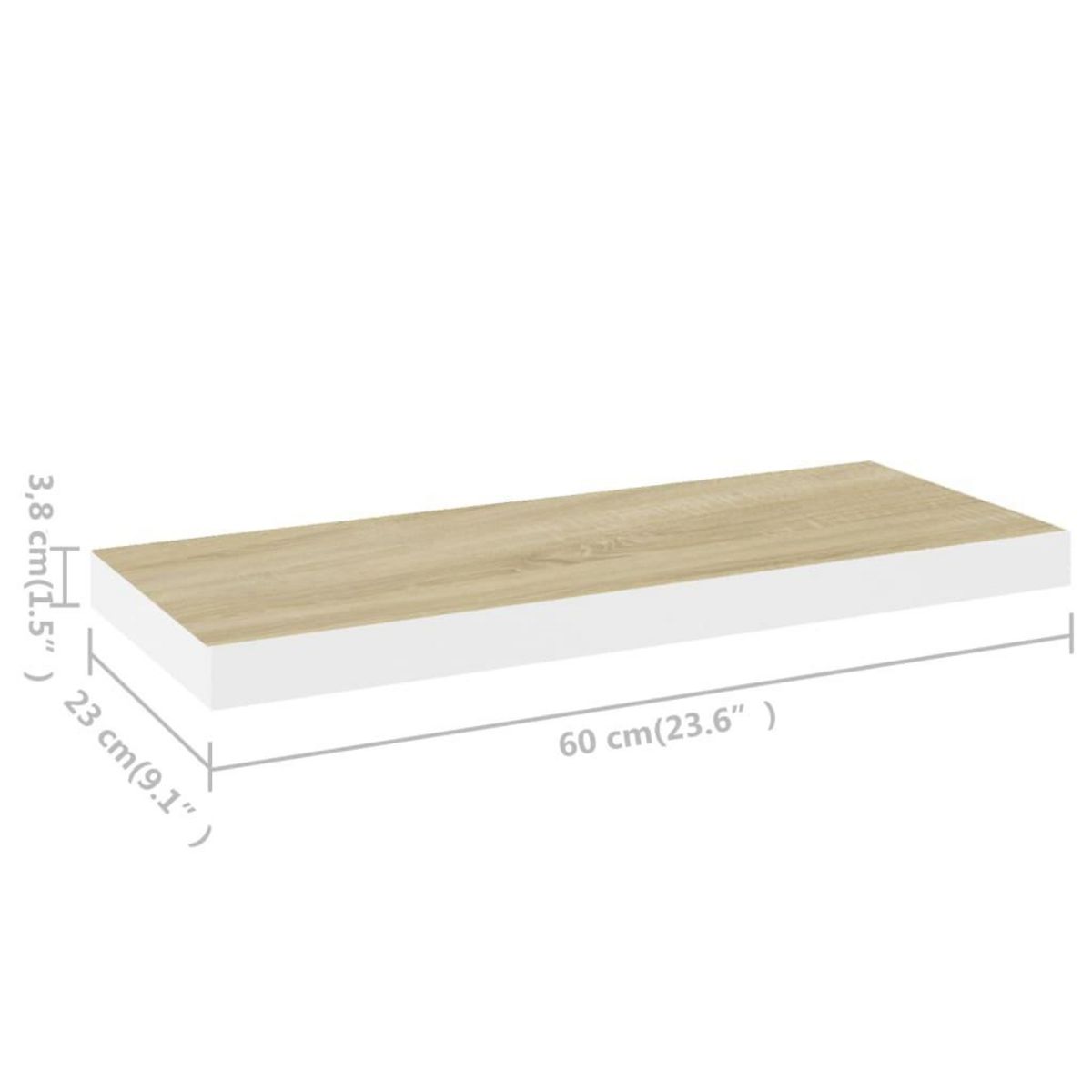 VIDAXL Etagere murale flottante chene et blanc 60x23,5x3,8 cm MDF
