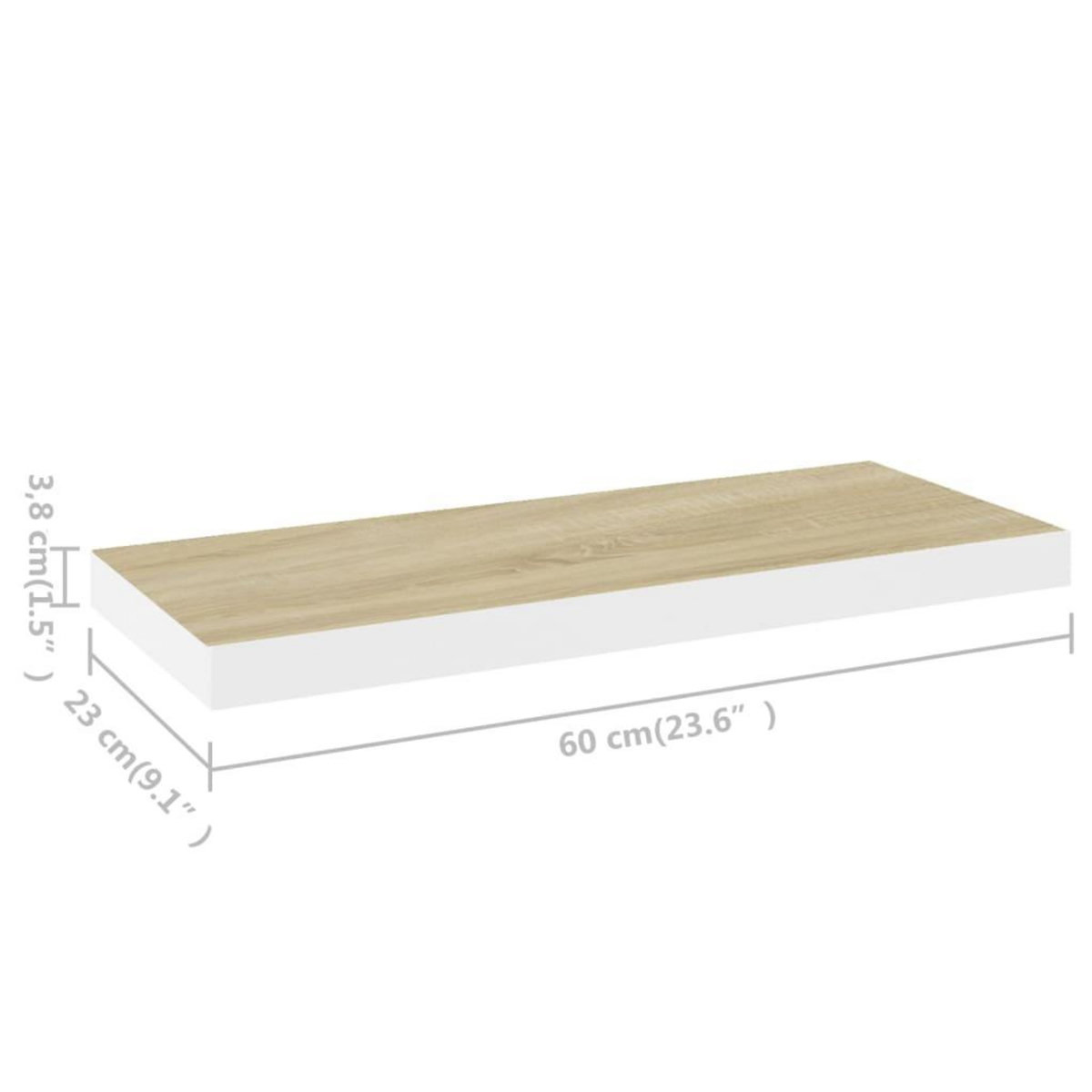 VIDAXL Etagere murale flottante chene et blanc 60x23,5x3,8 cm MDF