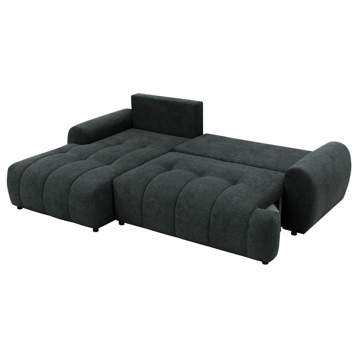 BEST MOBILIER Luzzio - canapé d'angle gauche 4 places convertible avec coffre en tissu texturé