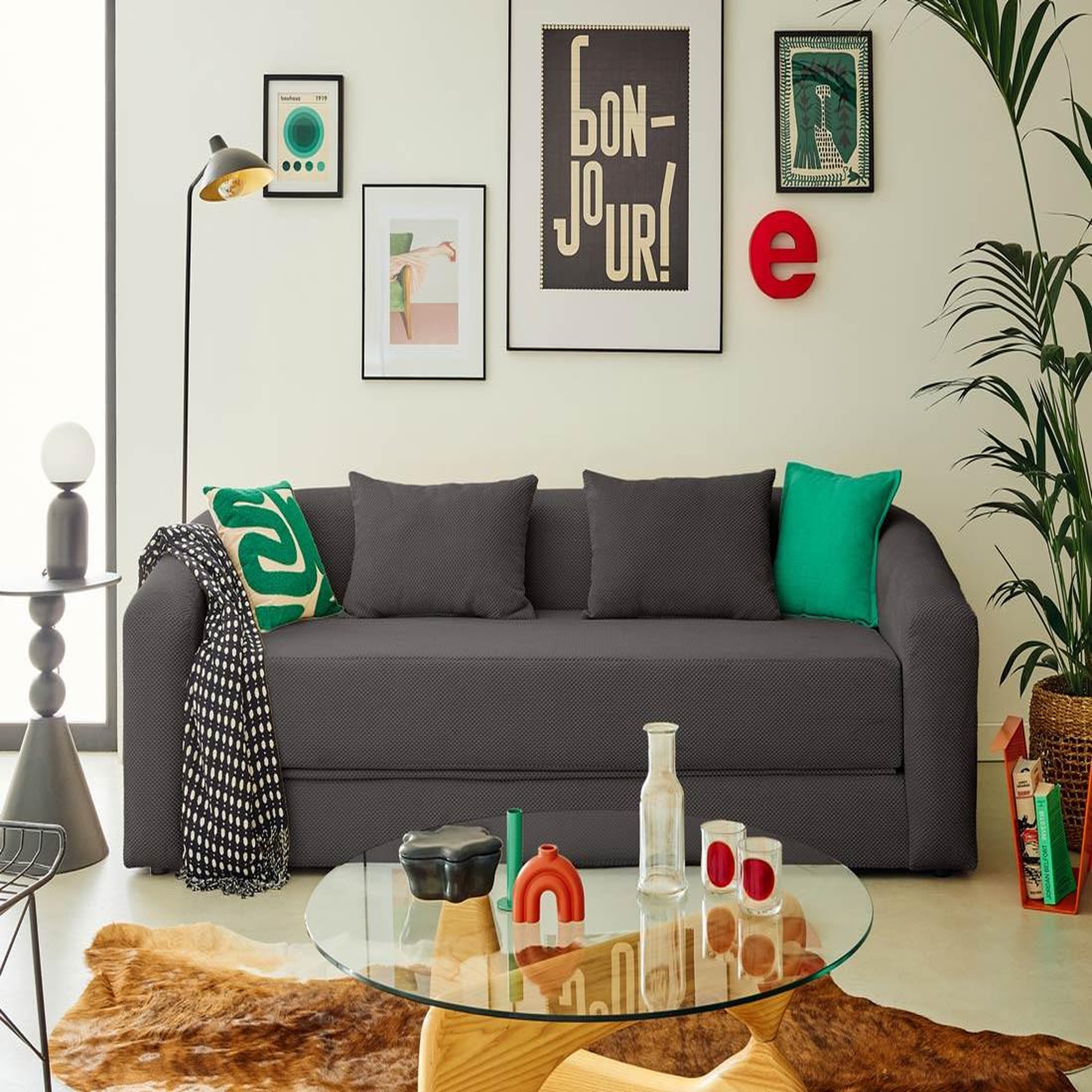 Voir la diapositive 1 : BEST MOBILIER Nuvia - canapé convertible déplimousse 3 places en velours texturé