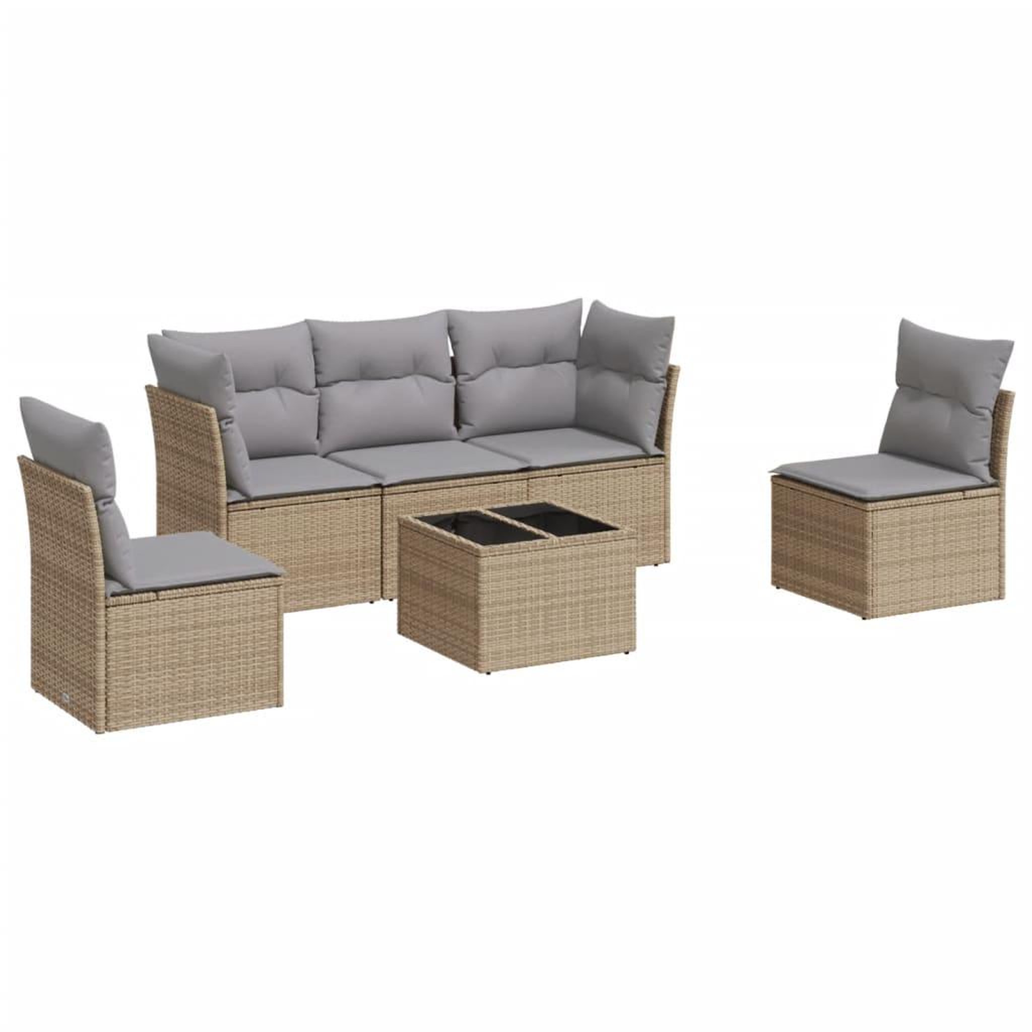 Voir la diapositive 2 : VIDAXL Salon de jardin avec coussins 6 pcs beige resine tressee