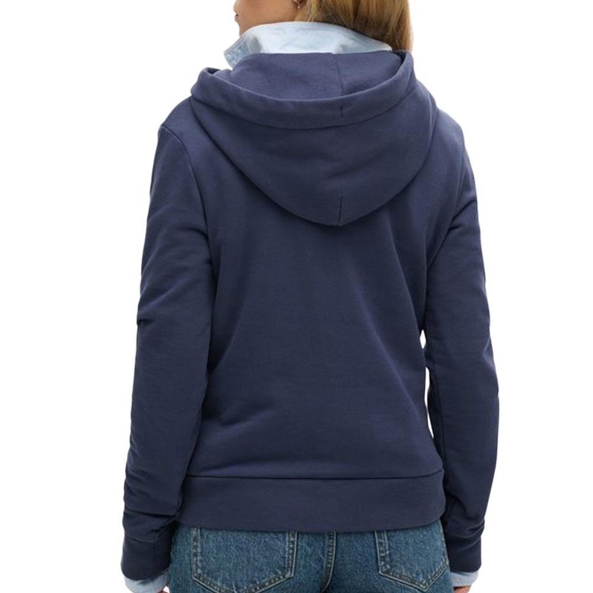 Voir la diapositive 2 : SUPERDRY Sweat Marine Femme Superdry Plain Hood