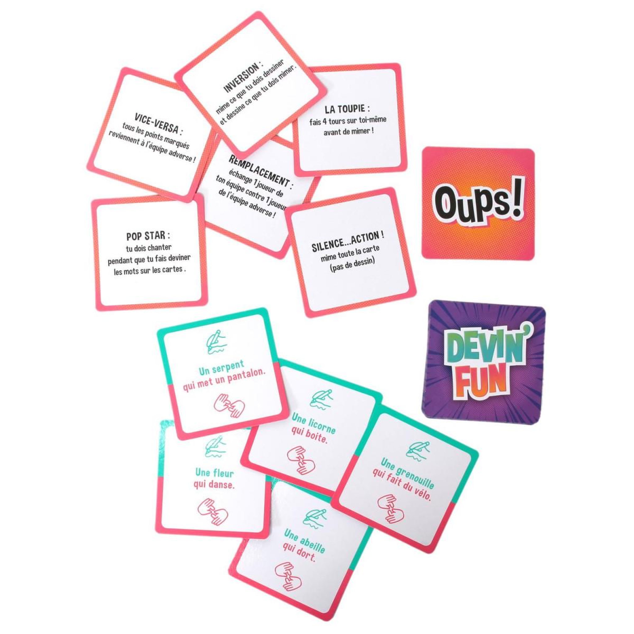 Voir la diapositive 3 : Jeux 2 momes Jeu de 60 cartes  devin fun  9cm multicolore