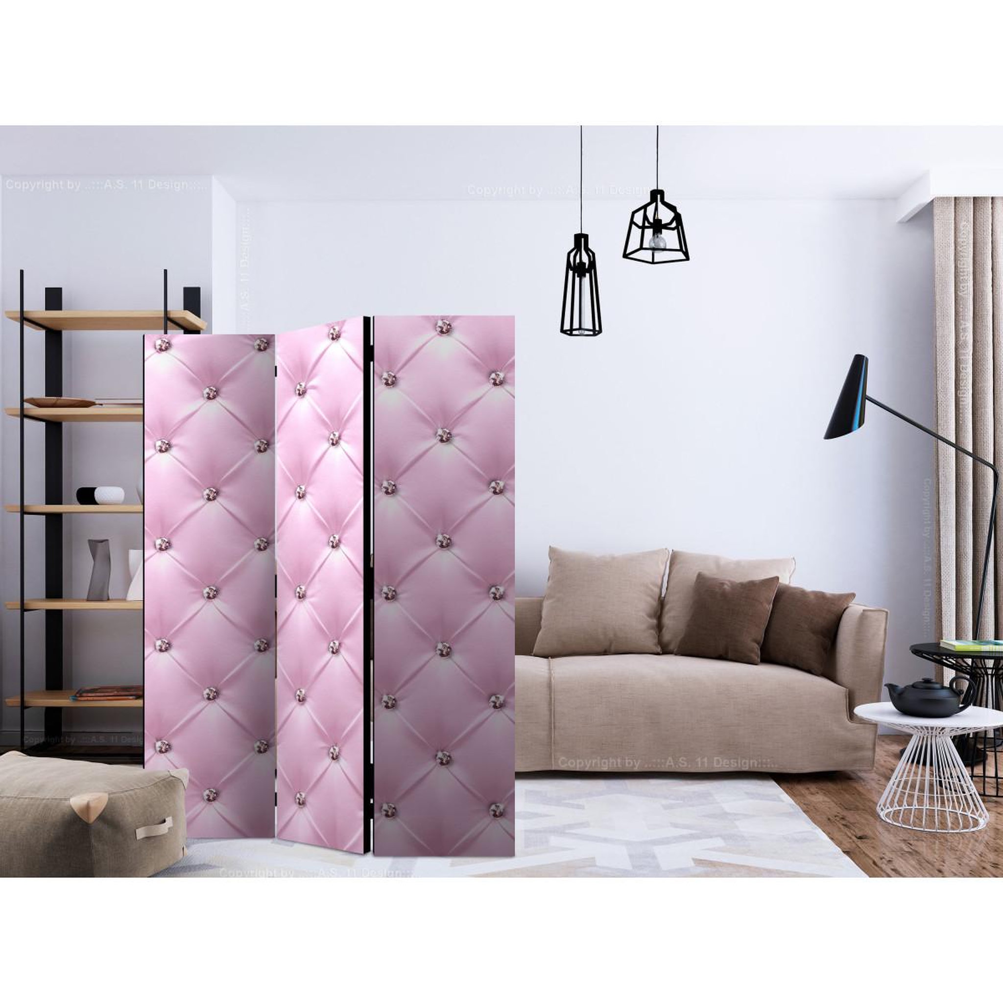 Voir la diapositive 2 : Paris Prix Paravent 3 volets  pink lady  135x172cm