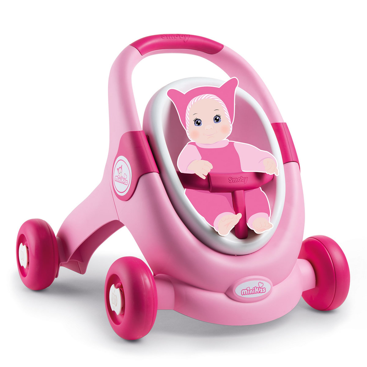 SMOBY Trotteur poussette pour poupée 3 en 1 Minikiss
