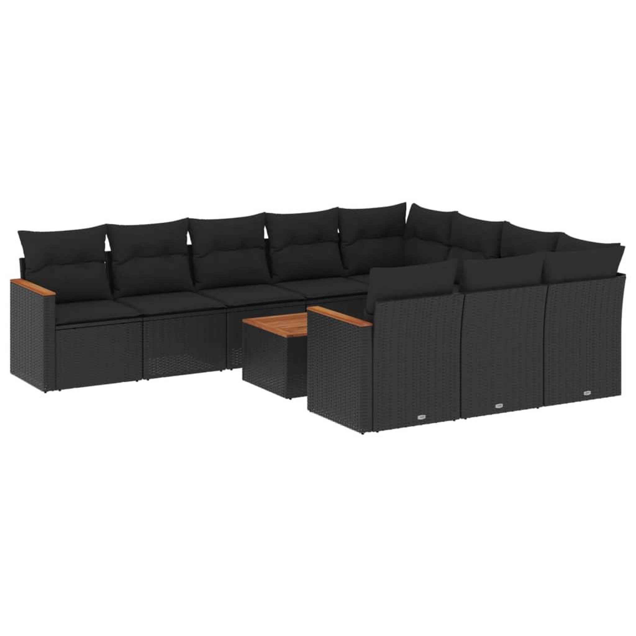 Voir la diapositive 2 : VIDAXL Salon de jardin 11 pcs avec coussins noir resine tressee