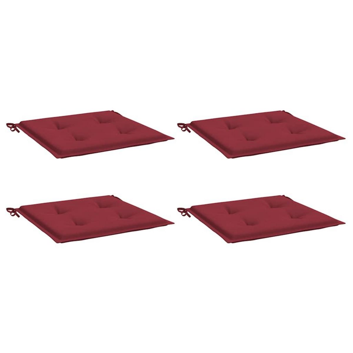 VIDAXL Coussins de chaise de jardin lot de 4 rouge bordeaux 40x40x4 cm