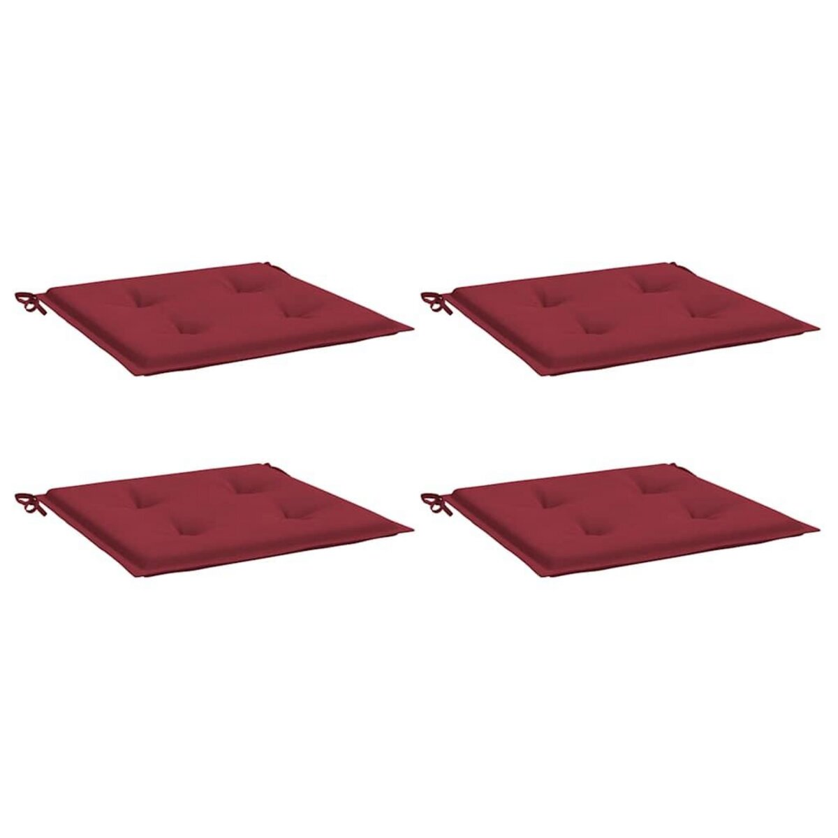 VIDAXL Coussins de chaise de jardin lot de 4 rouge bordeaux 40x40x4 cm