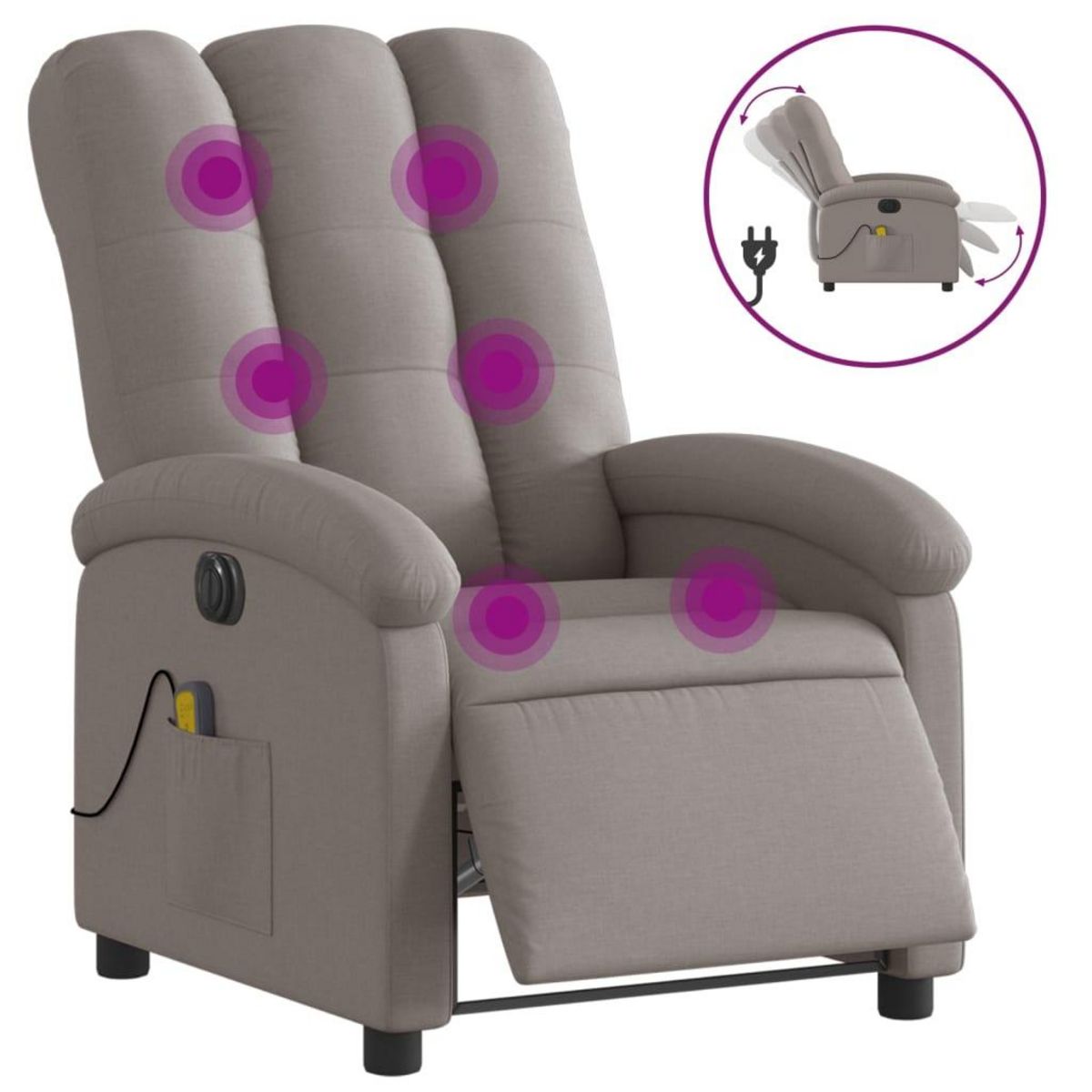 VIDAXL Fauteuil de massage inclinable electrique Taupe Tissu