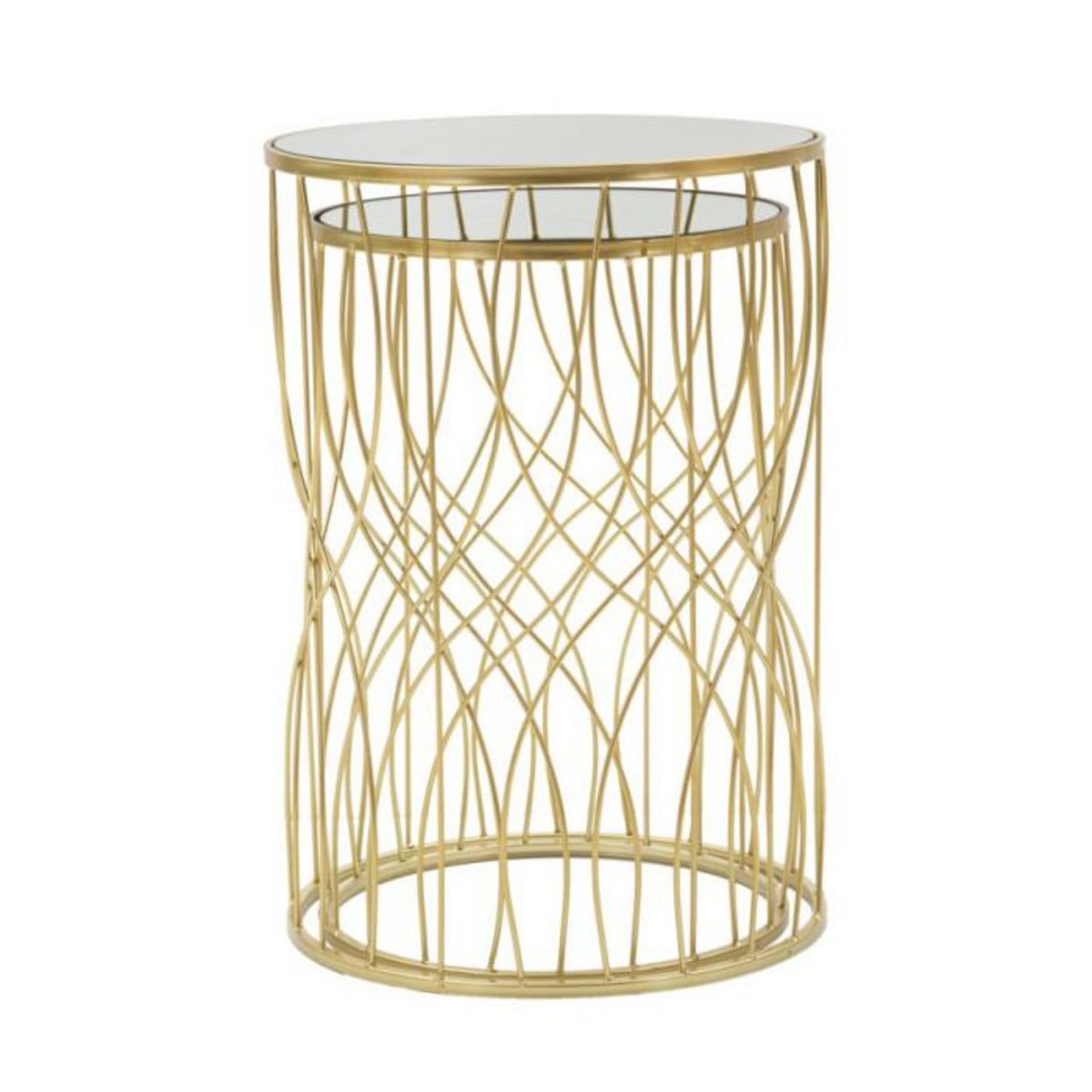 Paris Prix Lot de 2 Tables d'Appoint  Lignes  55cm Or