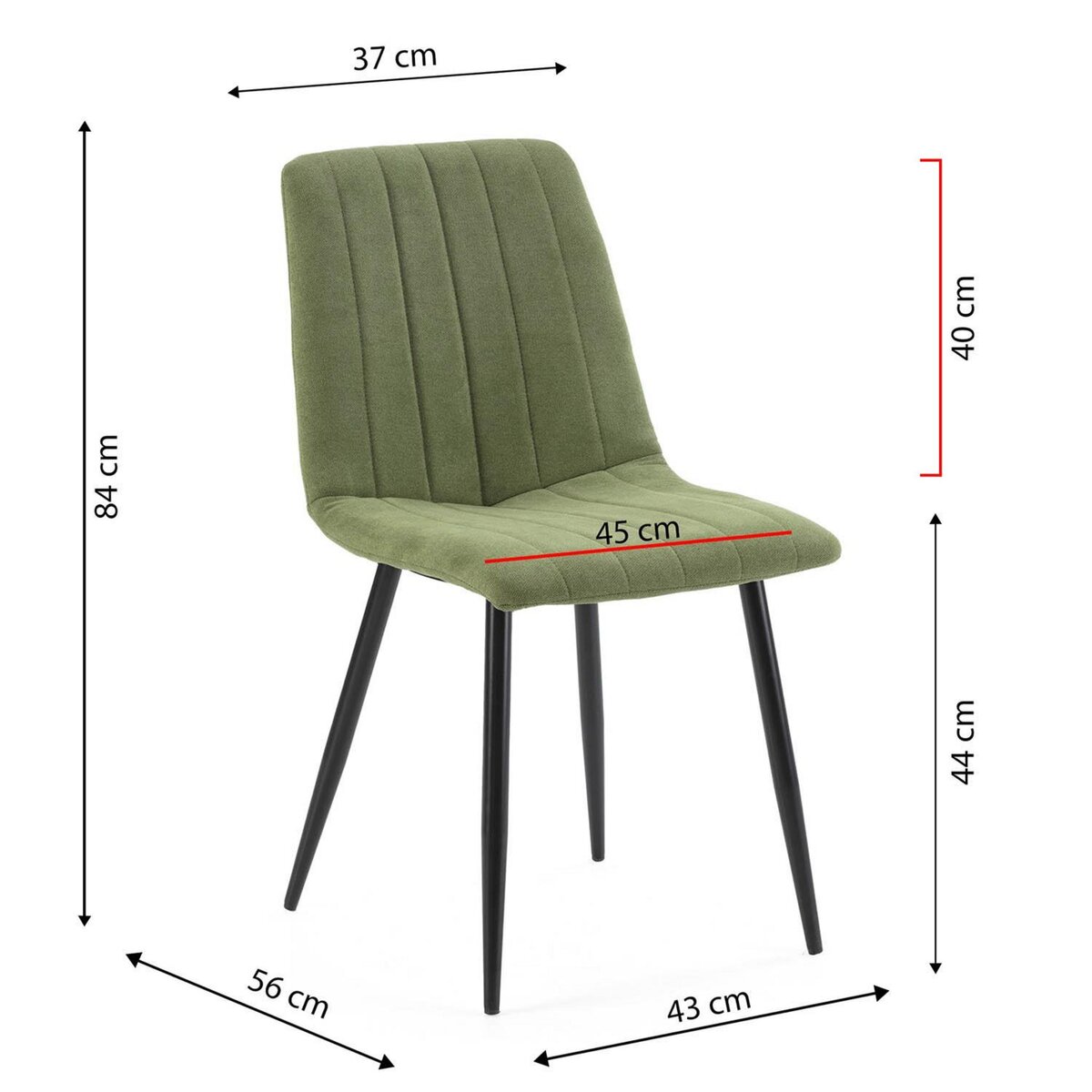 VS VENTA-STOCK Pack 4 chaises Sagi recouvertes de tissu vert