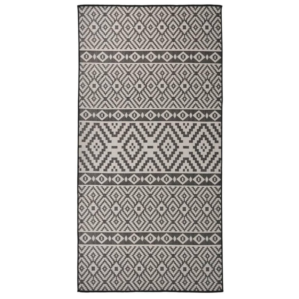 VIDAXL Tapis a tissage plat d'exterieur 100x200 cm Rayures noires